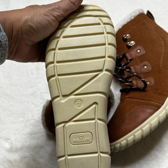 Magellan Outdoors Brown and White Ankle Boots with Fluffy Lining - Picture 5 of 6